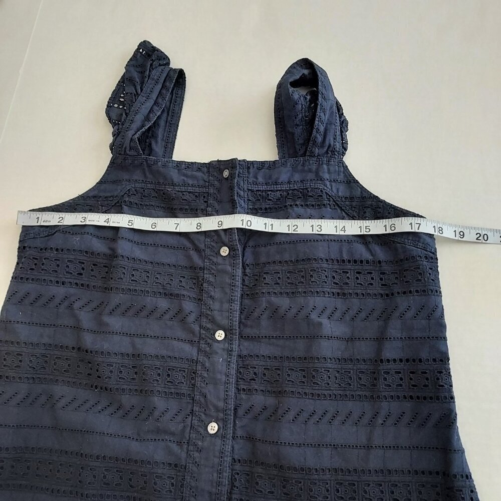 Loft Navy Eyelet Flutter Strap Button Front Top S… - image 7